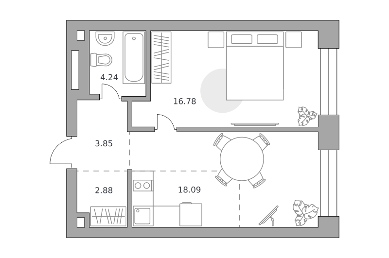 Планировка 1-комн.