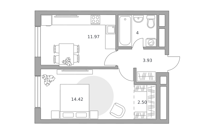 Планировка 1-комн.