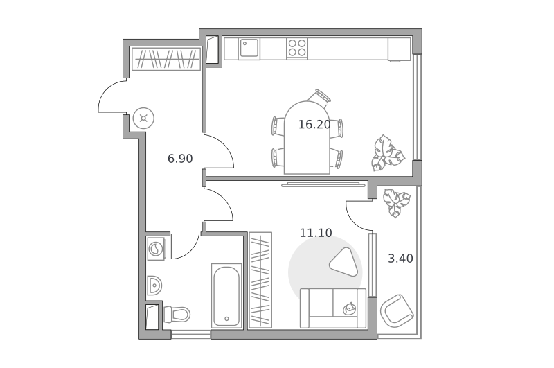 Планировка 1-комн.