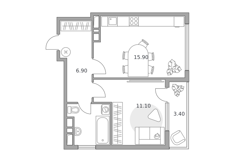 Планировка 1-комн.
