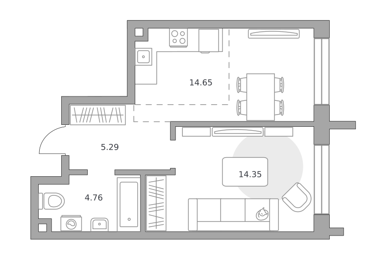 Планировка 1-комн.