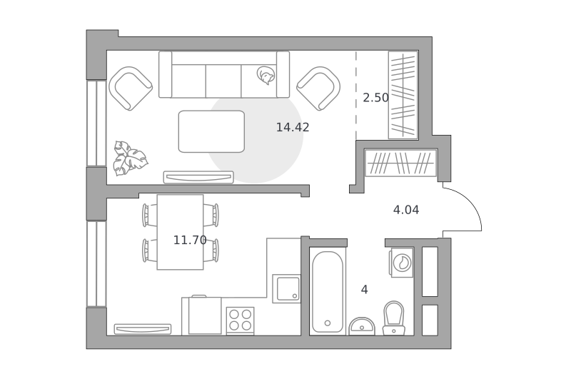 Планировка 1-комн.