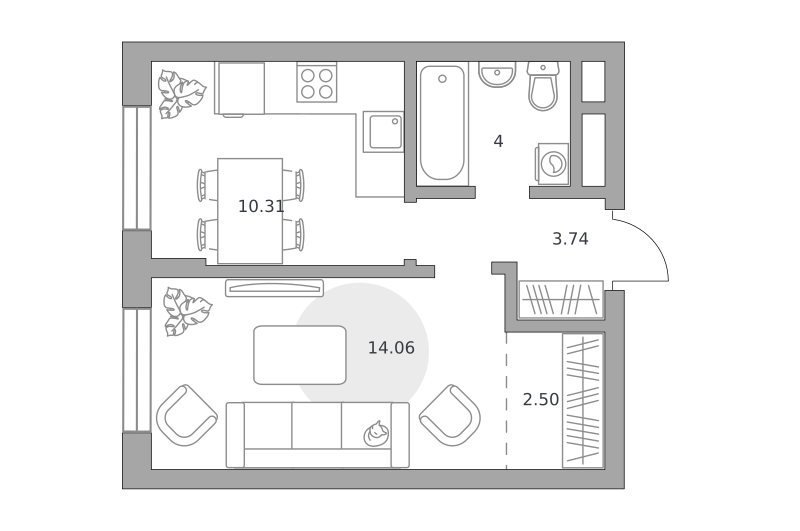 Планировка 1-комн.