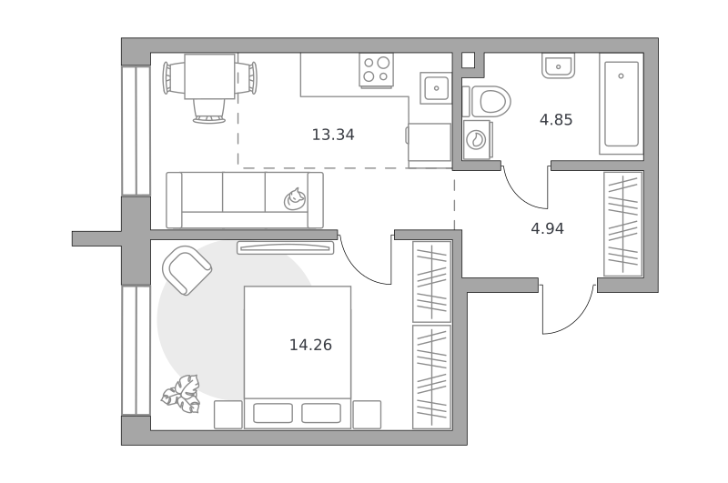 Планировка 1-комн.