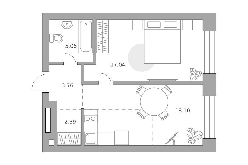 Планировка 1-комн.