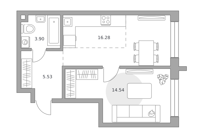 Планировка 1-комн.