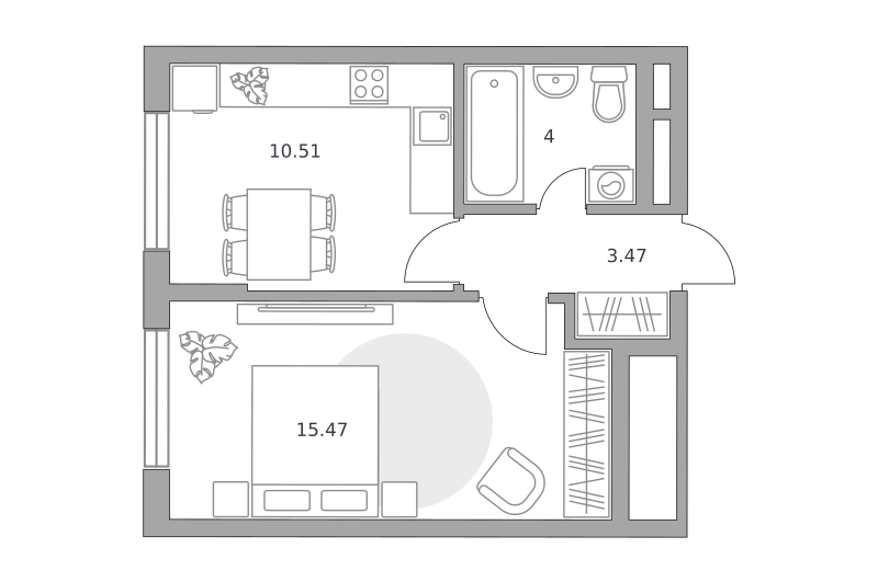 Планировка 1-комн.