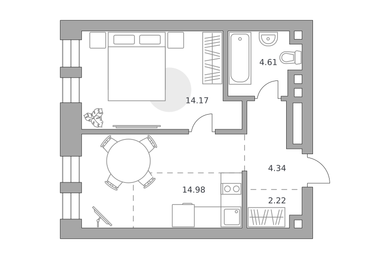 Планировка 1-комн.
