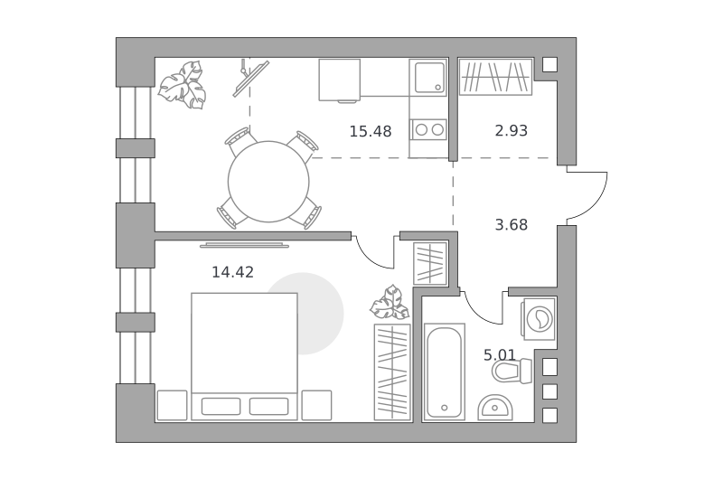 Планировка 1-комн.