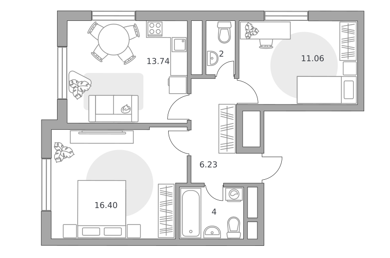 Планировка 2-комн.