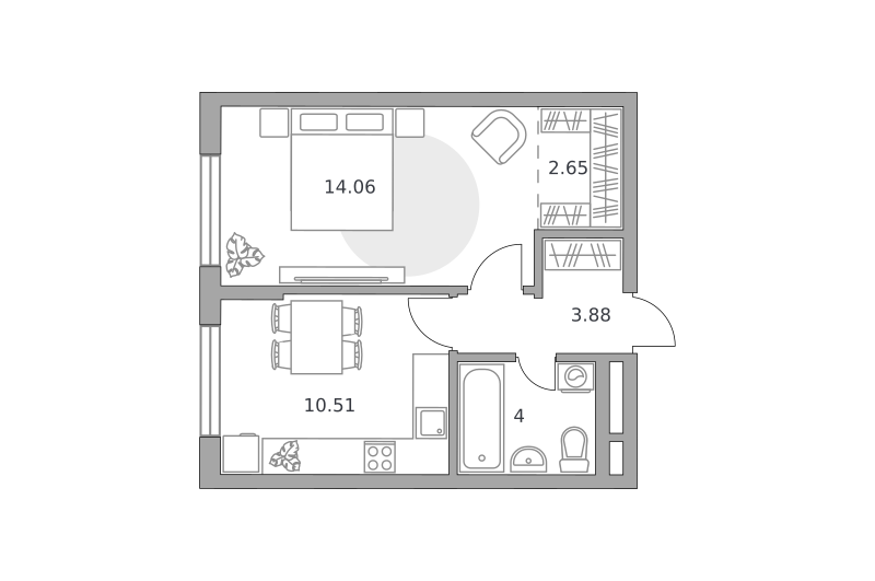 Планировка 1-комн.