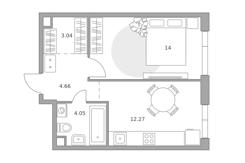 Планировка 1-комн.