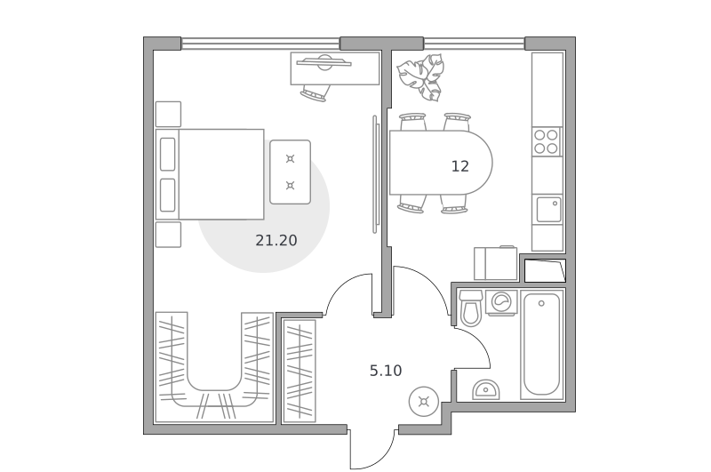 Планировка 1-комн.