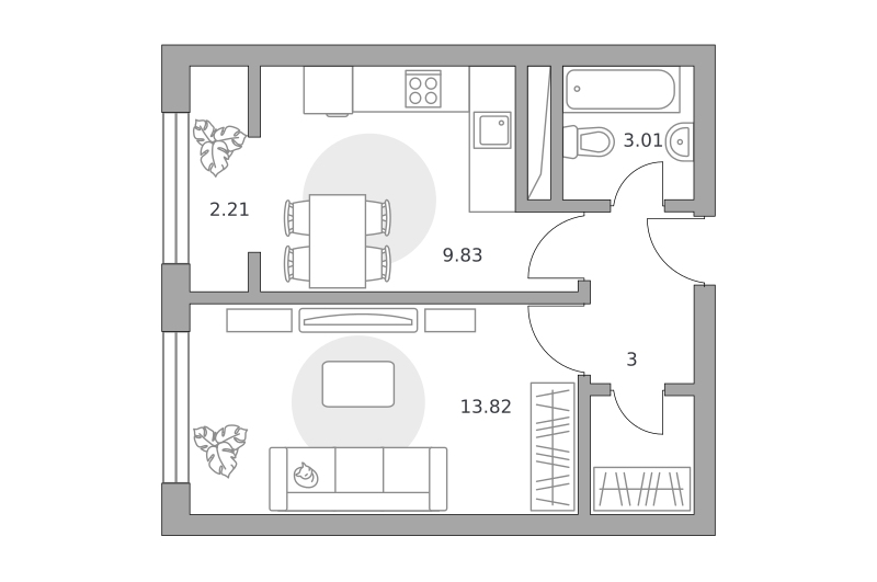 Планировка 1-комн.