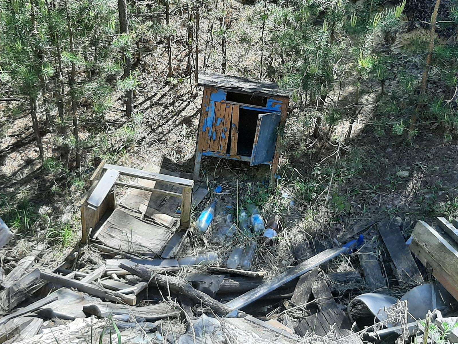 Свалка мусора в лесу