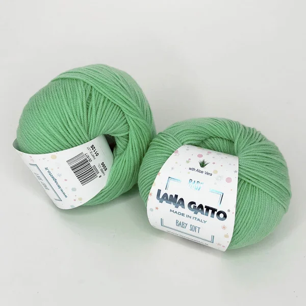 Lana Gatto, Baby Soft, Меринос 100%, Зеленый/Яблочный мармелад (8386)