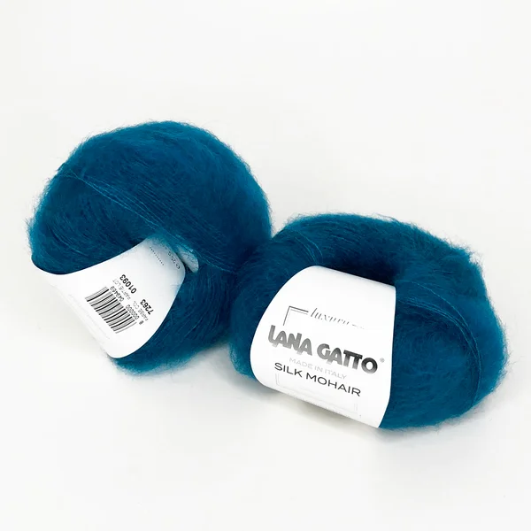 Lana Gatto, Silk Mohair, Кид мохер 75% Шёлк 25%, Синий/Яркая бирюза (7263)
