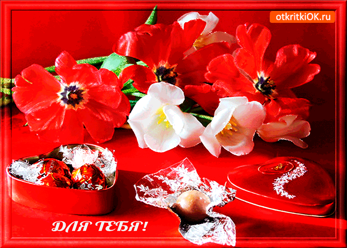 Для тебя конфеты и цветы
