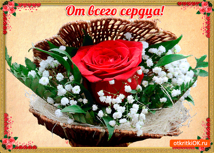От всего сердца милая открытка