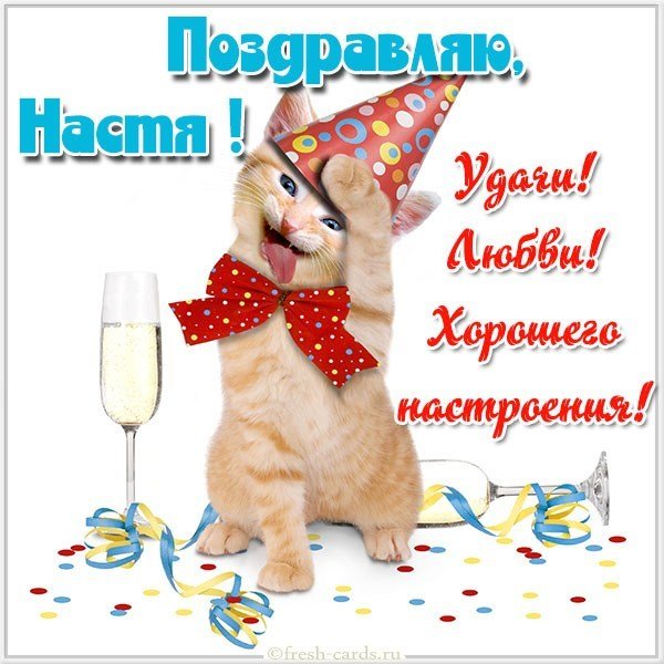 Открытка для Насти прикольная