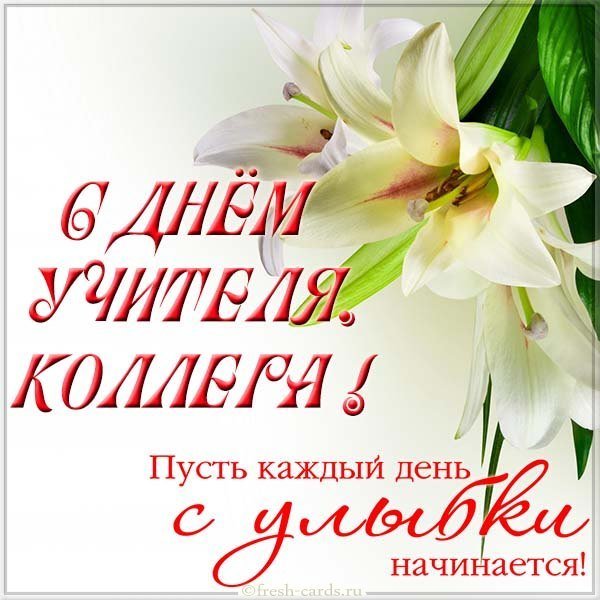 Открытка поздравление с днем учителя коллегам