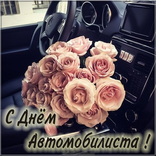 Открытка с днем автомобилиста леди