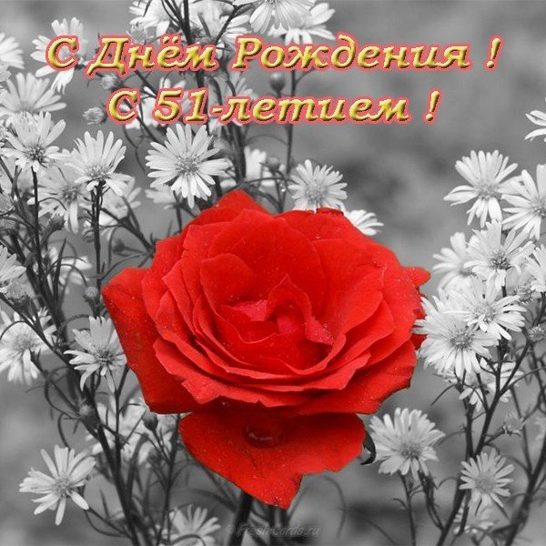 Открытка с днем рождения 51 год женщине