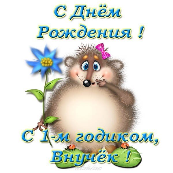 Открытка с днем рождения внука 1 год