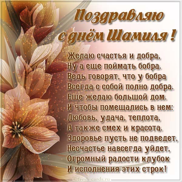 Открытка с днем Шамиля для Шамиля