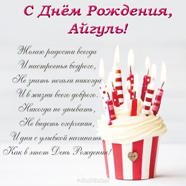 Открытка с днём рождения Айгуль