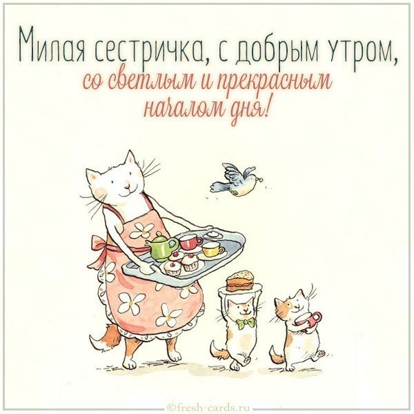 Открытка с добрым утром сестре прикольная