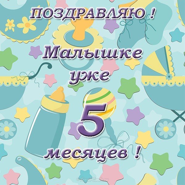 Открытка с пятью месяцами для девочки