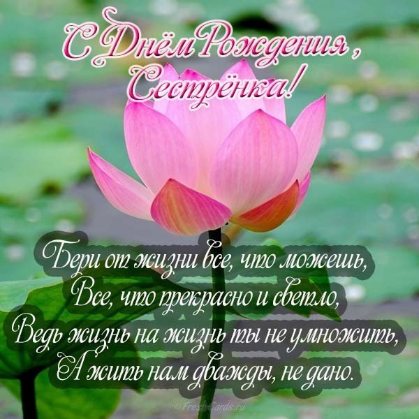 Открытка с стихами с днем рождения сестренка
