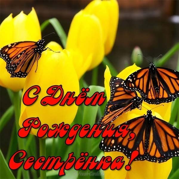 Открытка сестре с днем рождения