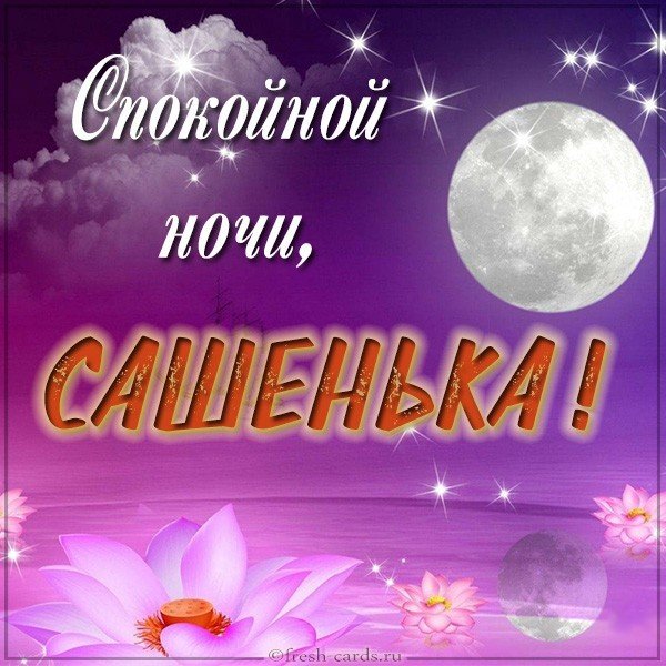 Открытка спокойной ночи Сашенька