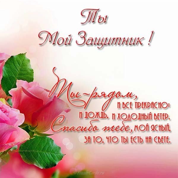 Открытка ты мой защитник