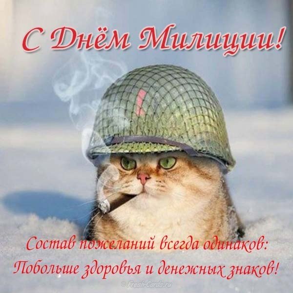 Поздравительная прикольная открытка с днем милиции