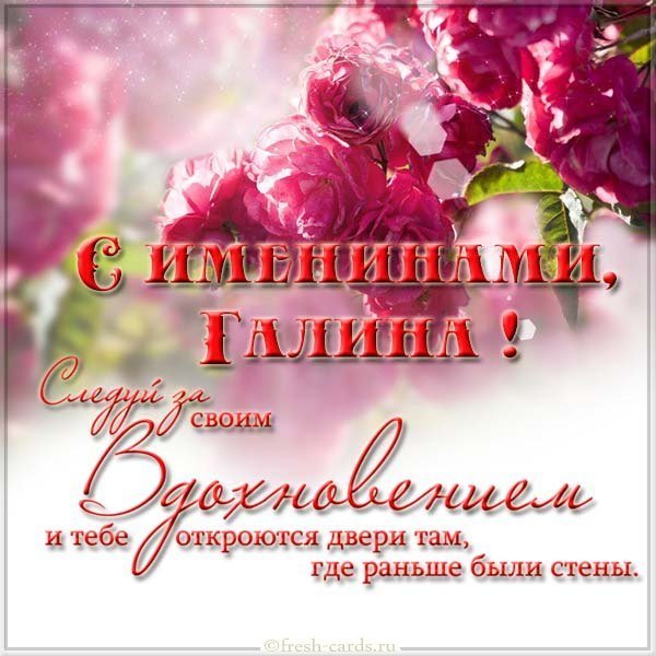 Поздравление с именинами Галины в картинке