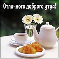 Картинка отличного доброго утра с надписью