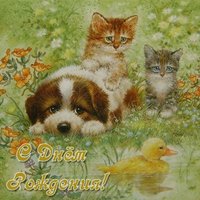 Красивая открытка с днём рождения с животными