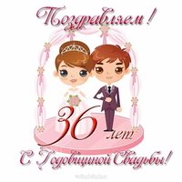 Открытка с годовщиной свадьбы 36 лет