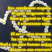 Поздравительная открытка с серебряной свадьбой 25 лет