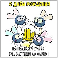 Поздравление с днем рождения в прикольной юморной картинке