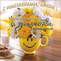 Прикольная картинка с поздравлением с именинами Ирины