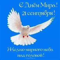 Картинка с белым голубем — с Днём мира 21 сентября