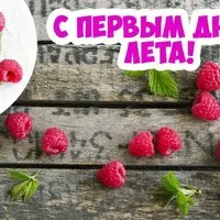 Открытка с малиной — с первым днём лета