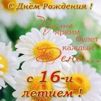 Открытка с 16 летием поздравления