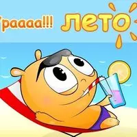 Прикольная открытка с хомяком на пляже — ура, лето