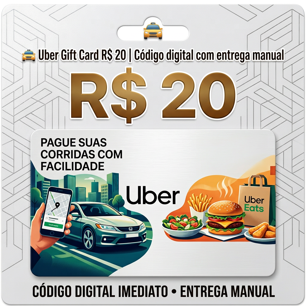🎫 Cartão-Presente Uber R$ 20 - Crédito por código | Envio manual