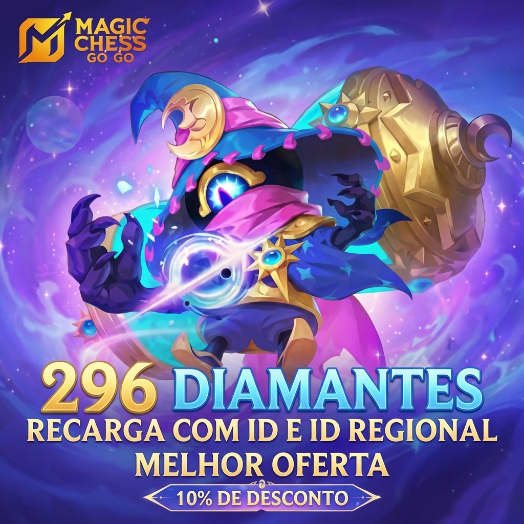 🚀 Magic Chess: Go Go - 296 Diamonds por User ID e Regiao 🪄 Moeda